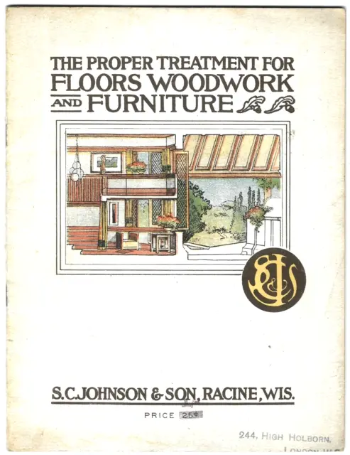 Vintage S.C Johnson Guide Book Treatment Floors Wood Furniture Illustrated 1920s