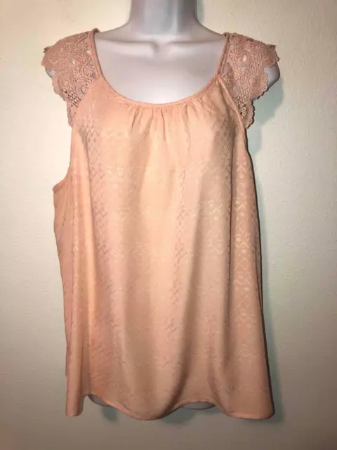 PRIMARK - womens size 16 - pale pink LACE TRIM Strap tunic tank blouse