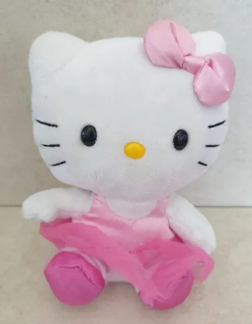 TY Beanie Hello Kitty Sanrio Plush Pink Ballerina Bow 7" Cat Kitten Tutu Dress