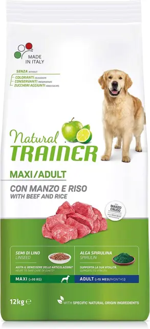 Natural  Maxi Cibo per Cani Adulti Con Manzo - 12Kg