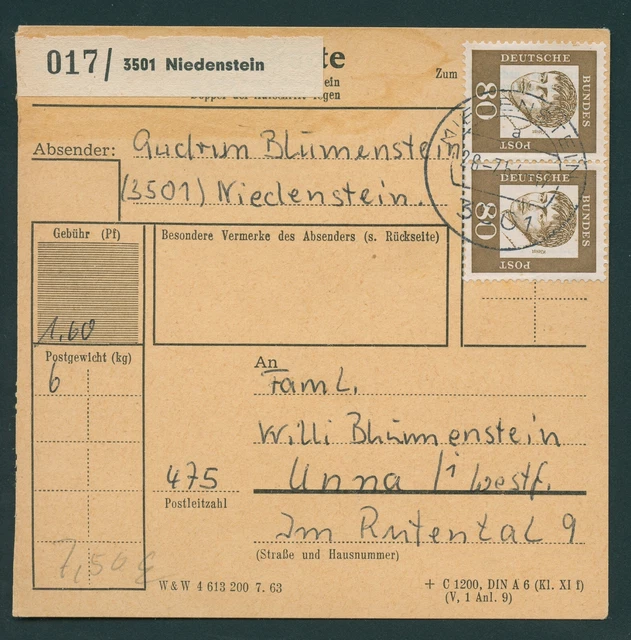 BUND Bed. Deutsche 80Pf waagerechtes Paar Mehrfachfrankatur MiNr. 359, Mi.-€ 230