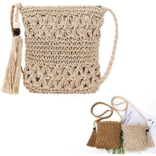 Straw Weaving Shoulder Bags For Women Tassel Beach Crossbody Bag Messenger Bag