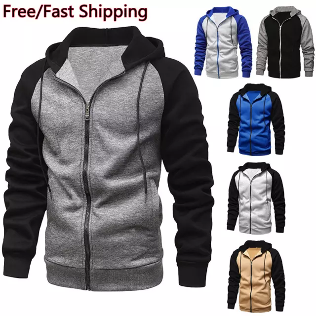 Fashion Mens Zip Up Hoodie Fall Winter Sweatshirt Fleece Sherpa Warm Heavyweight