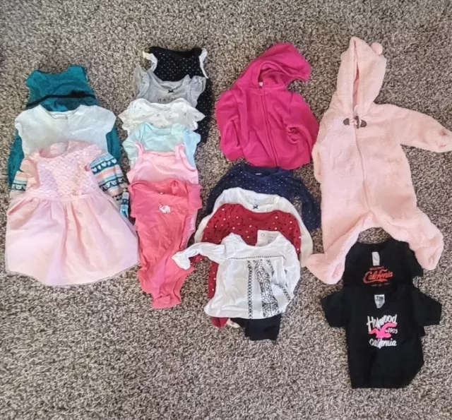 17 pc Fall Carters Baby Girl 6-12 months Dress Bodysuit Sleepers Bundle Lot