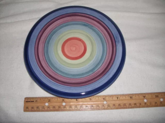 Colormate Rotunda Multi Color Bands Hand Painted Salad Plate 8" Round - 2