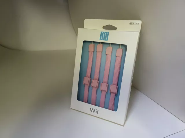 4 Neuf Rose Officiel Original OEM Nintendo Wii Réglable Remote Poignet Bretelles