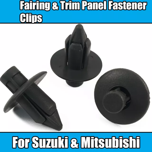 10x Clips For Suzuki Mitsubishi 7mm Rivet Bike Fairing Trim Dark Grey Plastic