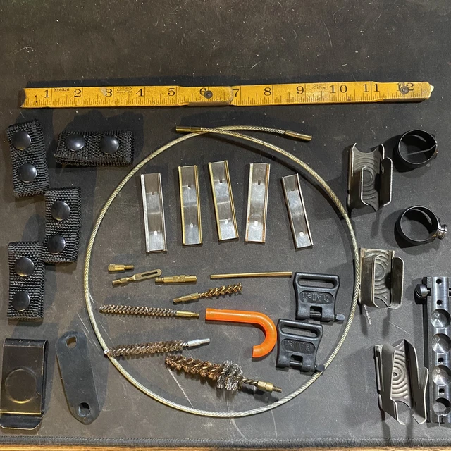 Junk Drawer Lot of Vintage Gun Stuff Stripper Clips Scope Rings Riser Bore Snake Junk Drawer Lot of Vintage Gun Stuff Stripper Clips Scope Rings Riser Bore Snake
