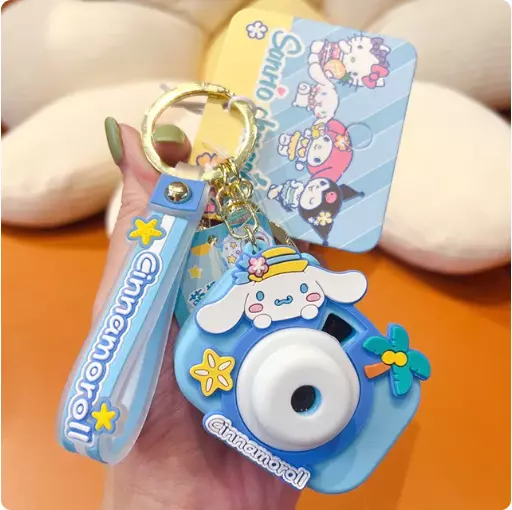 Kawaii Sanro Cinnamoroll Camera Keychain Toy Bag Pendant Cute Cartoon Girly