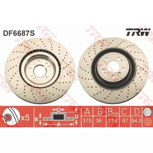 2 Disque de frein TRW DF6687S