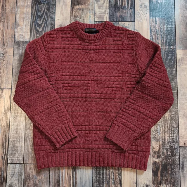 Pendleton Crewneck Chunky Sweater Mens Sz M Thomas Kay Lambs Wool Red