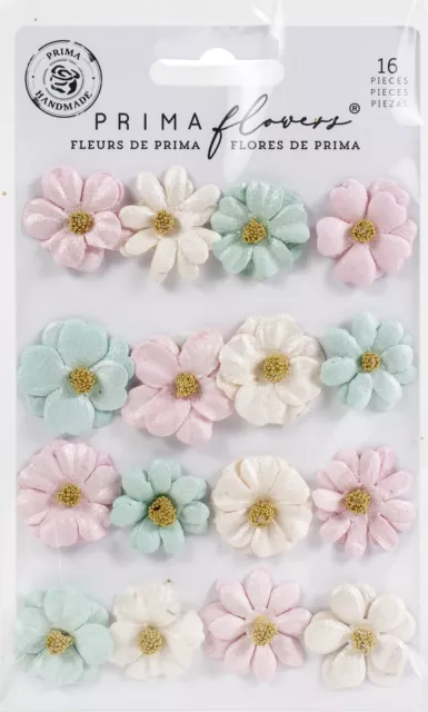 3 Pack Prima Marketing Mulberry Paper Flowers-Little Kisses/With Love 50995