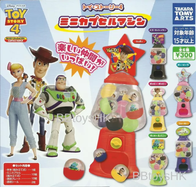 Takara Tomy Arts Capsule Gashapon Disney Toy Story 4 Mini Capsule Machine Set