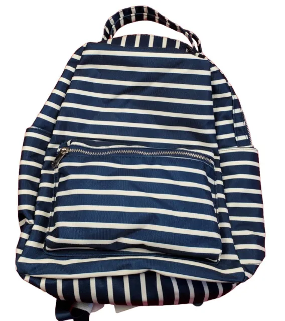 NWT No Boundaries Dome Backpack Navy White Striped Front Pocket 2 Top Handles
