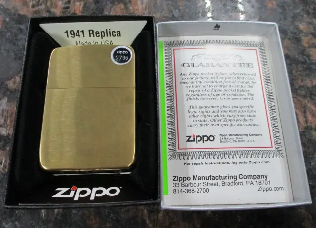NEW! 2018 Zippo Lighter 1941 Replica Brass Vintage w/Box!