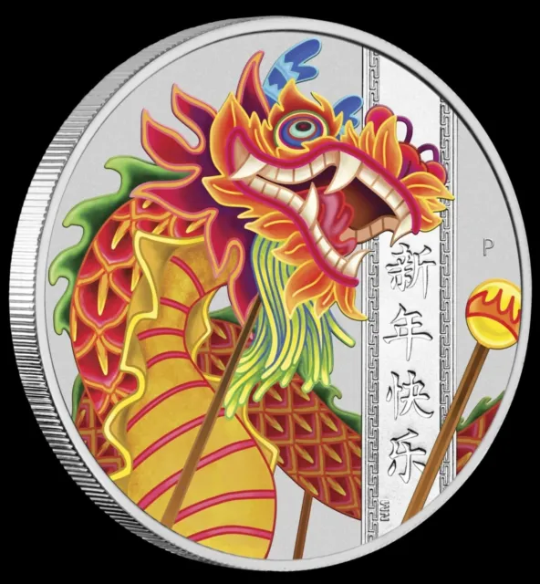 2019 🐲Happy Chinese New🐲 Year PERTH MINT 1oz Silver $1 Dollar Coin TUVALU