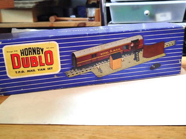 A Hornby Dublo 2 rail 2400 TPO mail van set complete with switch, mail