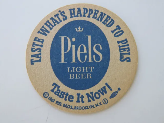 1961 Beer Coaster ~ Taste PIEL'S BROS Brewery Light Lager ~ Brooklyn, NEW YORK
