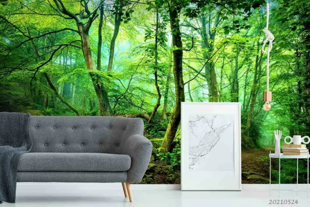 3D Nature Forest Green Trees Path Wallpaper Wall Murals Removable Wallpaper 603 2