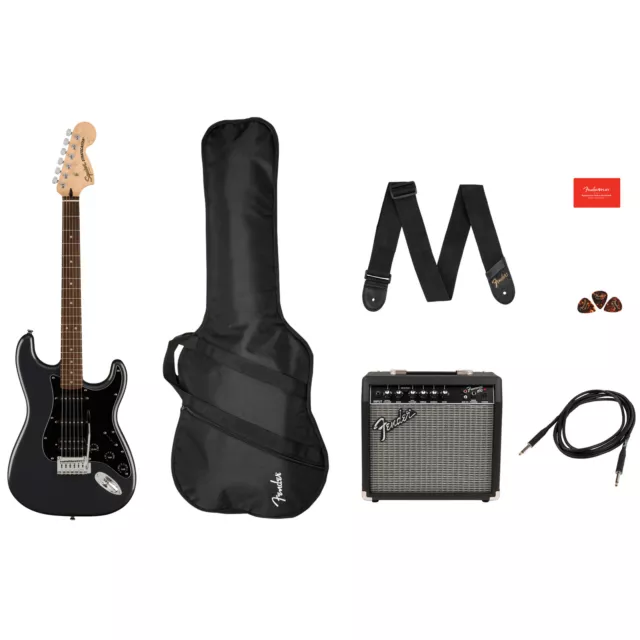 E-Gitarren Set Squier Affinity Strat HSS Pack BLK Gitarren Bundle Verstärker Kab