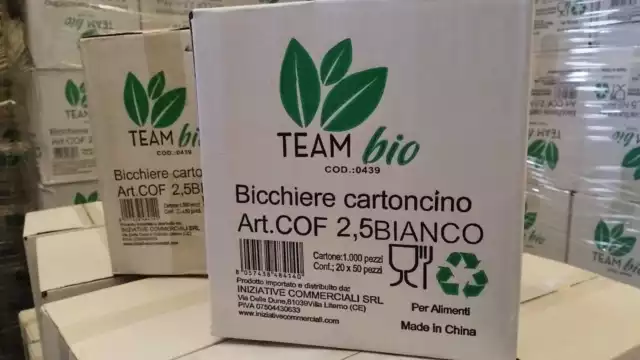 1000 pz BICCHIERE DI CARTA PER CAFFè TEAM BIO 75 ML CAFFè BICCHIERINI BIANCO 2