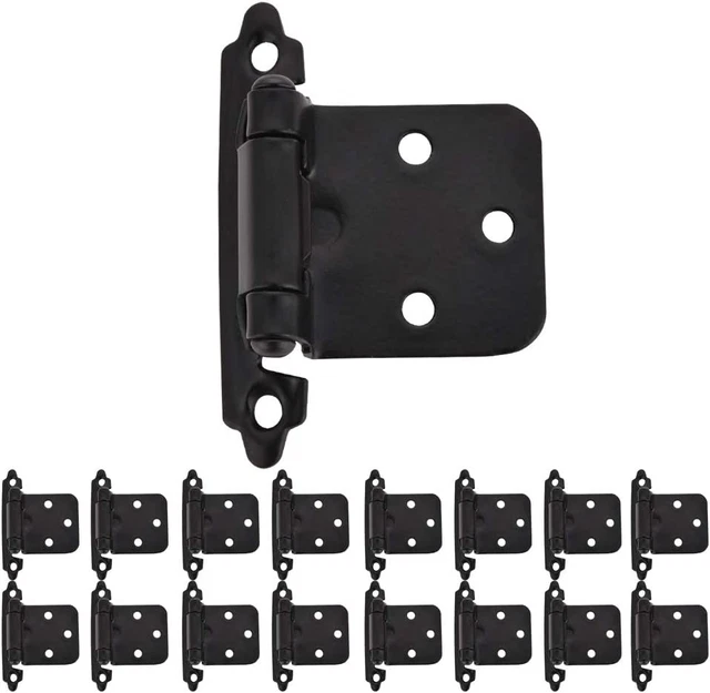 1/2 INCH OVERLAY Door Hinges Black, 20 Pack 10 Pairs Flush Face