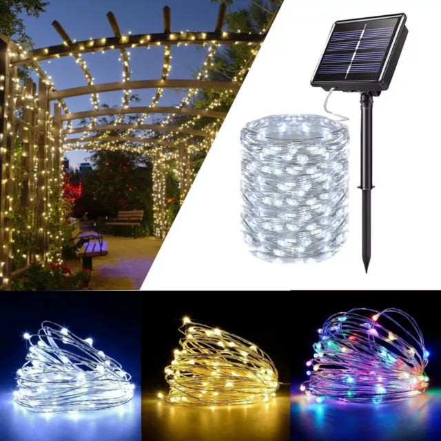 LED Solar String Lights Waterproof Copper Wire Fairy Christmas Garden Outdoor UK