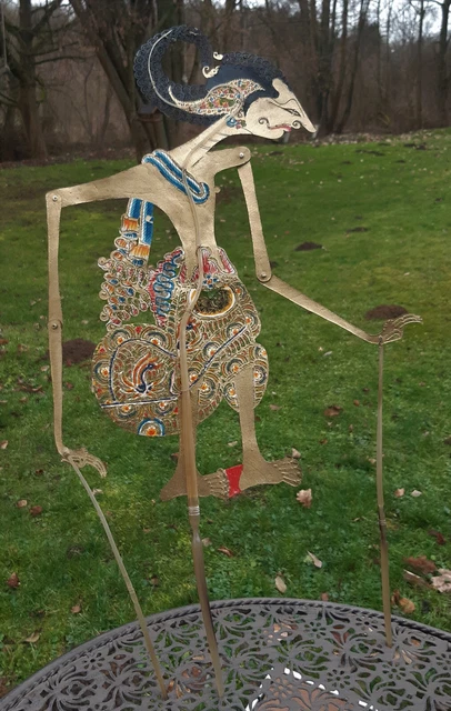 Wayang Kulit Java Indonesien Schattenspiel Figur 44/61 cm Handarbeit Leder Horn