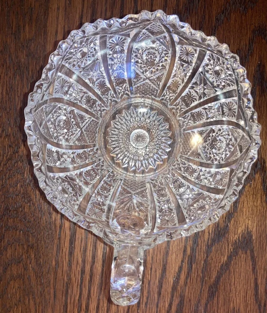 Vintage Antique Brilliant Cut Crystal Glass Clear Serving Dish Sawtooth 5-1/2”