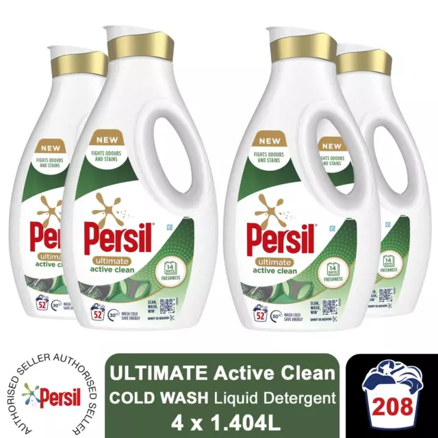 Persil Ultimate Washing Liquid Detergent Active Clean 52 Washes 1.4L, 4 Pack