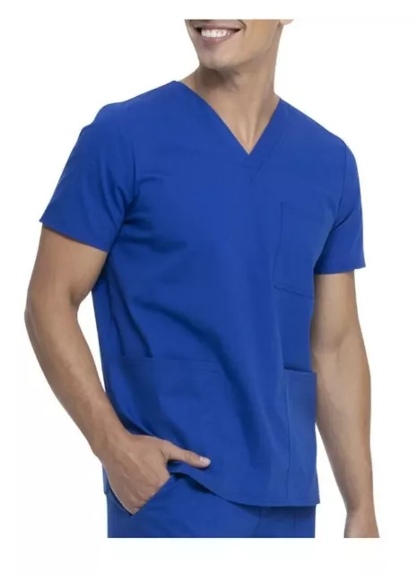 New Scrubstar Core Essentials Unisex V-Neck Scrub Top, Electric Blue, 2XL