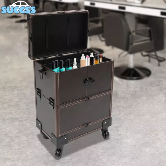 Modern Rolling Makeup Train Case for Artist Salon Trolley Cosmetic Organizer Box