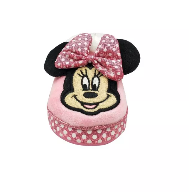 Toddler Girls PINK POLKA DOT MINNIE MOUSE SLIPPERS Fabric DISNEY Size XL 11-12