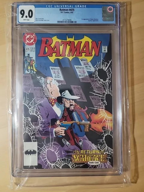 Batman #475 CGC 9.0 / Scarface + 1st Appearance of Renee Montoya DC March 1992