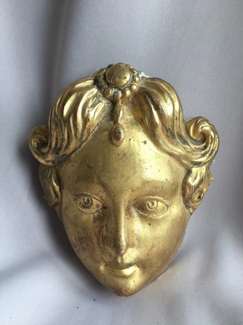Pendentif Vintage Angelot Putti En Métal Doré - Dimensions 36x18 Mm - Occasion