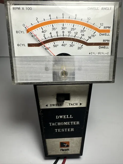 Vintage  Hawk RPM Dwell Tachometer Tester with attached Cable