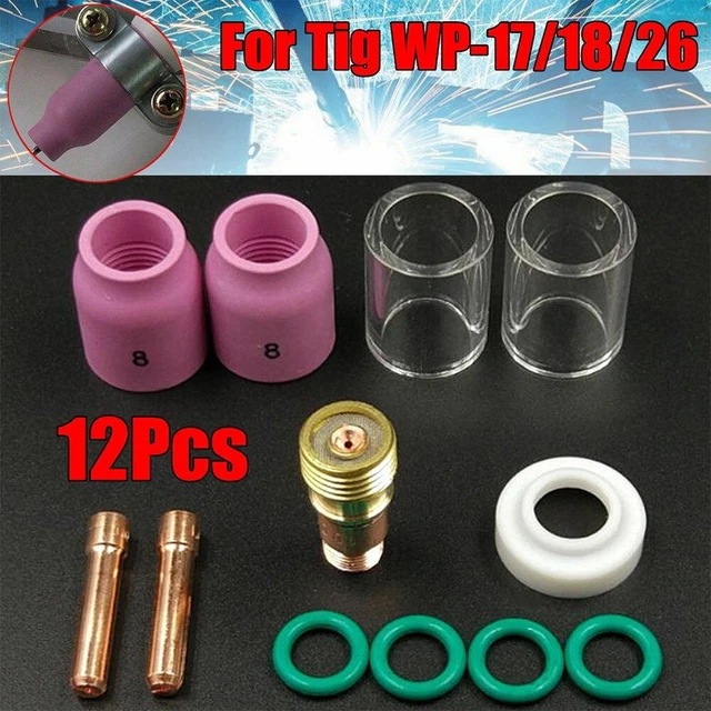 Kit Lentille Gaz Pour Torche Soudage WP - Verre Transparent, Compatible WP-17/18/26 - 3