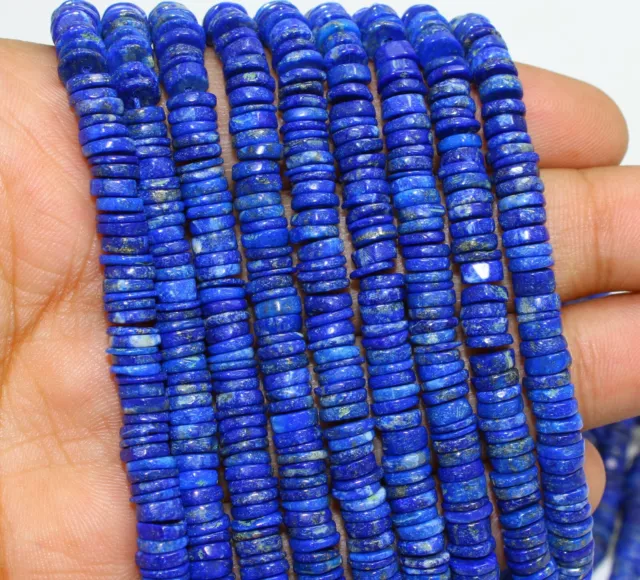 AAA Natural Lapis Lazuli Heishi Rondelle Bead 5-6mm 16Inch Strand Loose Gemstone