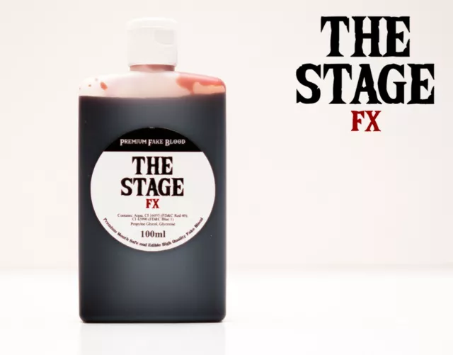 THE STAGE FX 100ml Fake Blood EDIBLE Mouth Safe Halloween Theatrical Makeup UK