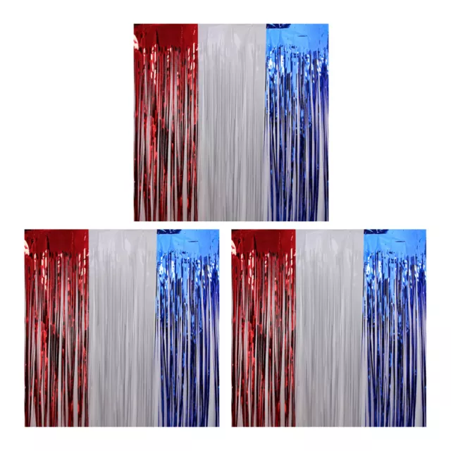 3 Pcs Independence Day Rain Curtain The Pet Metallic Curtains