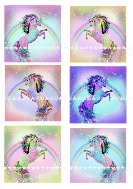 6 Unicorn card Toppers Unicorn Rainbow card making, Unicorn Scrapbooking, Craft