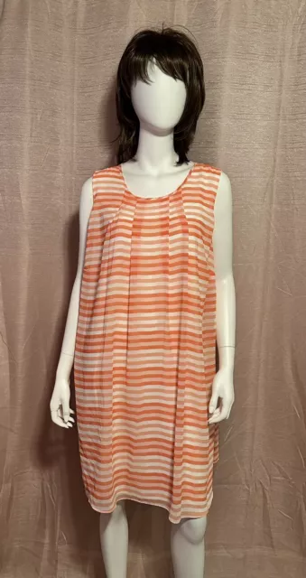 NWT Calvin Klein Women’s Size 18W Coral Striped Polyester Blend Shift Dress