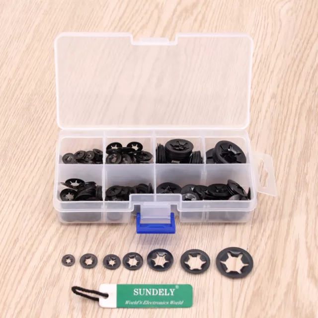 260pc Push Nut Push on Retainer Starlock Washer Assortment Kit 2