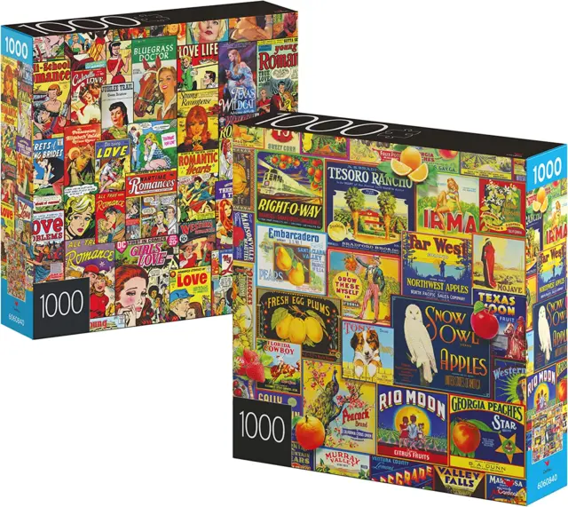 2-Pack of 1000-Piece Jigsaw Puzzles, for Adults, Families, and Kids Ages 8 and U