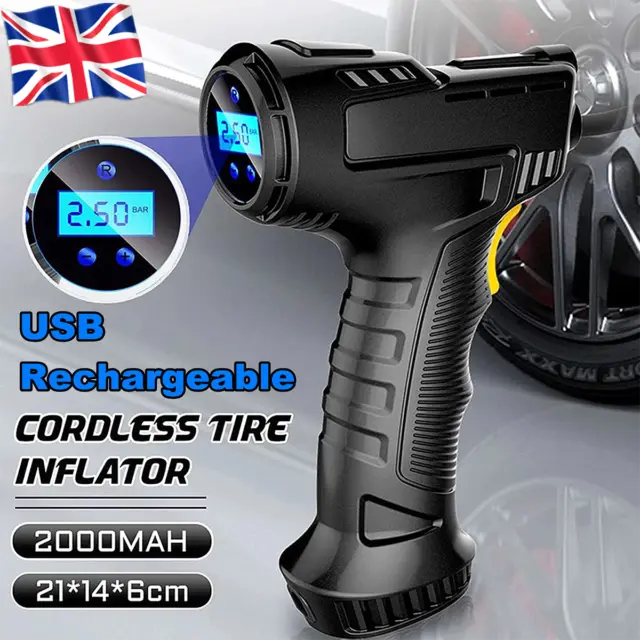 Digital Cordless Car Tyre Inflator Pump Portable 150PSI Air Compressor LED Light
