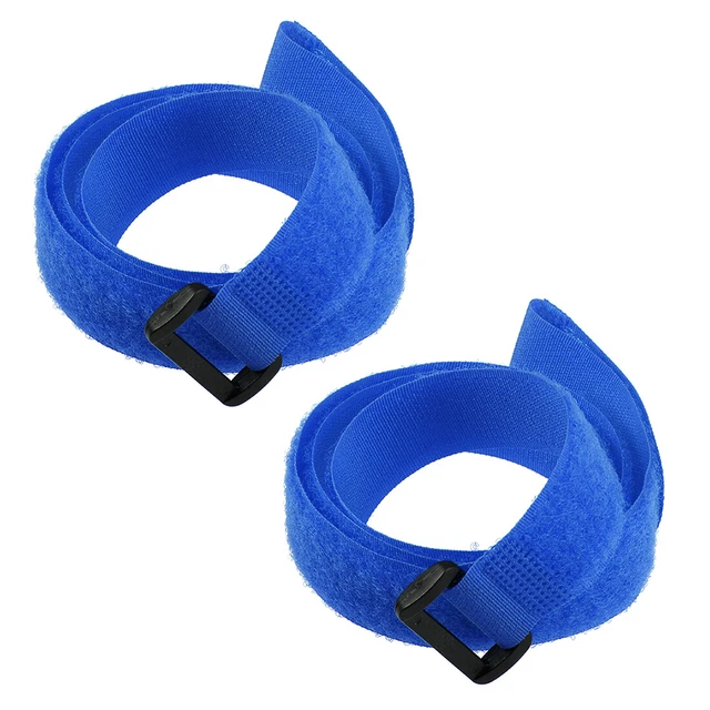 2Pcs Crochet Boucle 1 x 31 Pouces Sangles Fixation Réutilisable Câble Bleu Clair