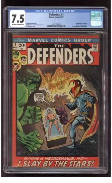 Defenders 1 CGC 7.5 1st Appearance Necrodamus Sal Buscema Cover 1972