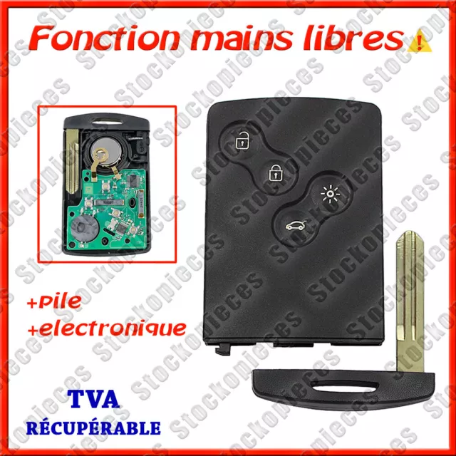 Carte clé electronique Vierge Pcf7952 compatible Koleos uniquement 4 boutons