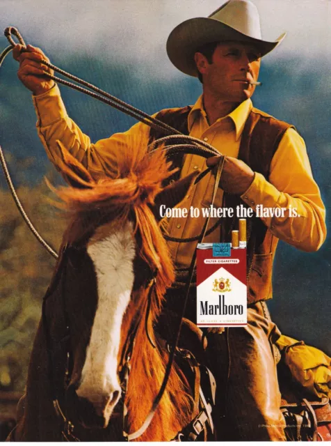 Marlboro Cigarettes Cowboy Original Vintage 1989 Print Ad!!