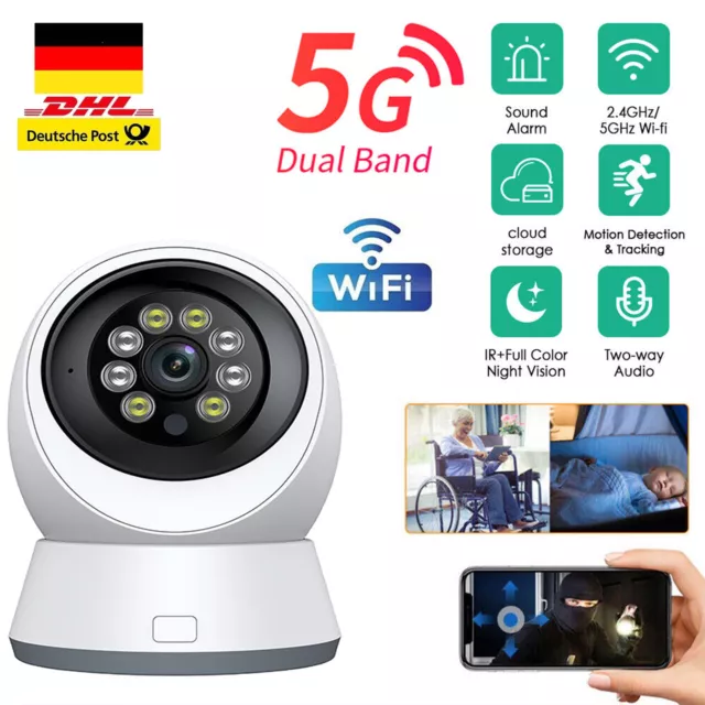 360° 1080P IP Überwachungskamera WLAN PTZ Kamera Zwei-Wege-Audio Babyphone 5G